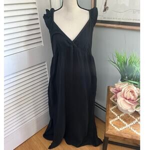 Magaschoni Dress Womens Medium Black Maxi Organic Cotton Gauzy Dark Bohemian